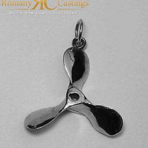 Unisex 925 Silver Airplane propeller Inc Gold Jump Ring 5 grams stamped 925 20mm