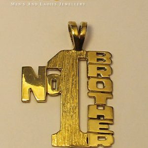 925 Sterling Silver NO1 Brother Pendant Dipped in 9ct Gold 2.3g 30 x 20 mm