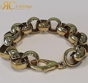 MEN'S 9.5 INCH Belcher Bracelet Cast in 925 Silver 84g Dipped in 9ct Gold