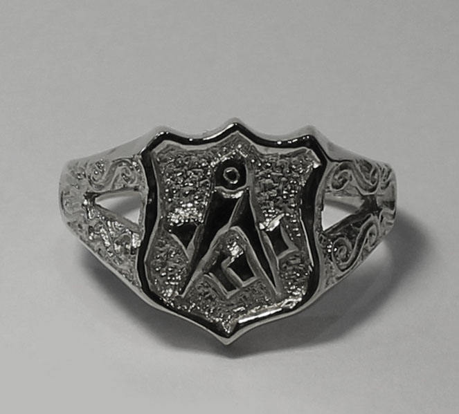 Masonic Crest Ring, Sterling Silver – Mens, 4g - Romany Gold